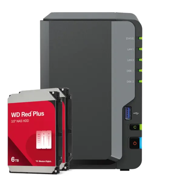 Synology DS224+ 12TB WD Red Plus NAS-Bundle NAS inkl. 2x 6TB WD Red Plus 3.5 Zoll SATA Festplatte – Bild 2