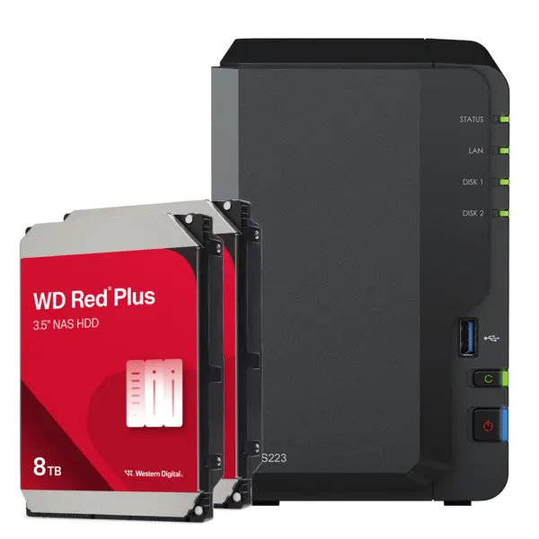 Synology DS223 16TB WD Red Plus NAS-Bundle NAS inkl. 2x 8TB WD Red Plus 3.5 Zoll SATA Festplatte – Bild 2