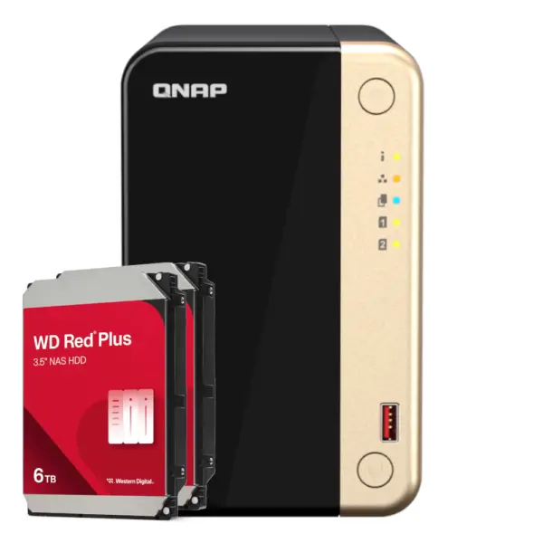 QNAP TS-264-8G 12TB WD Red Plus NAS-Bundle NAS inkl. 2x 6TB WD Red Plus 3.5 Zoll SATA Festplatte – Bild 2