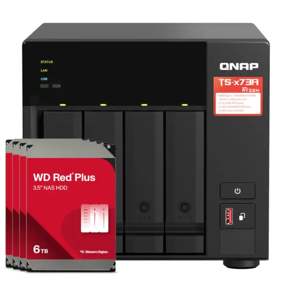 QNAP TS-473A-8G 24TB WD Red Plus NAS-Bundle NAS inkl. 4x 6TB WD Red Plus 3.5 Zoll SATA Festplatte – Bild 2