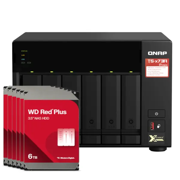 QNAP TS-673A-8G 36TB WD Red Plus NAS-Bundle NAS inkl. 6x 6TB WD Red Plus 3.5 Zoll SATA Festplatte – Bild 2