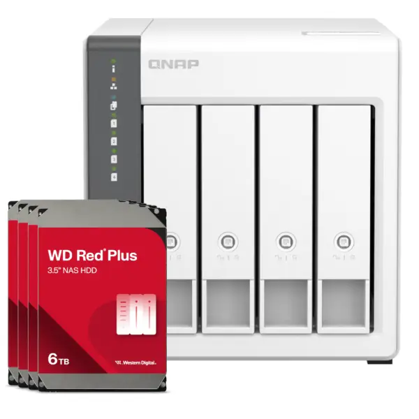 QNAP TS-433-4G 24TB WD Red Plus NAS-Bundle NAS inkl. 4x 6TB WD Red Plus 3.5 Zoll SATA Festplatte – Bild 2