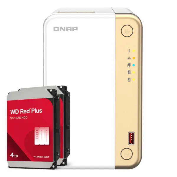 QNAP TS-262-4G 8TB WD Red Plus NAS-Bundle NAS inkl. 2x 4TB WD Red Plus 3.5 Zoll SATA Festplatte – Bild 2