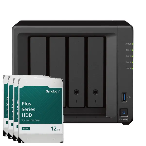 Synology DS923+ 48TB Plus HDD NAS-Bundle NAS inkl. 4x 12TB Plus HDD 3.5 Zoll SATA Festplatte – Bild 2