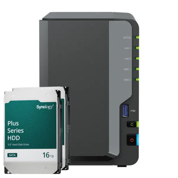 Synology DS224+ 32TB Plus HDD NAS-Bundle NAS inkl. 2x 16TB Plus HDD 3.5 Zoll SATA Festplatte – Bild 2