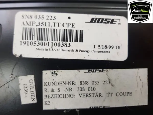 Audio Verstärker BOSE TT (8N3) Coupé 1.8 20V Turbo Quattro (AWP) 2000 (8N8035223) – Bild 5