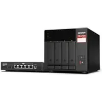 QNAP TS-473A + QSW-1105-5T Bundle Pack NAS Tower Ryzen Embedded V1500B 8 GB DDR4 QNAP Turbo System Schwarz