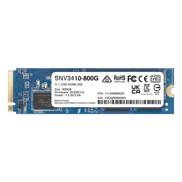 Synology SNV3410 SSD 800GB M.2 2280 PCIe 3.0 x4 NVMe Internes Enterprise Solid-State-Modul für Synology-Systeme – Bild 2