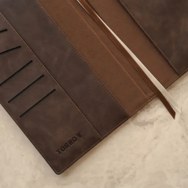 A4 / A5 Leder-Notebook-Cover (mit Notebook-Einsatz) - A4 / Dunkelbraun – Bild 2