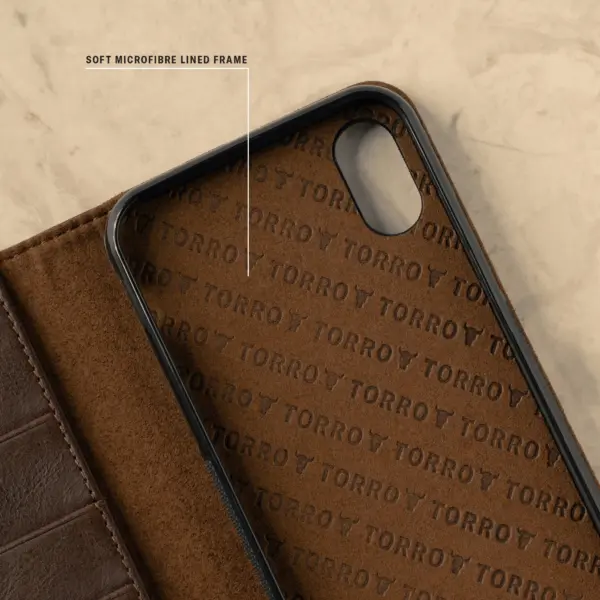 iPhone XR Leder-Wallet-Hülle (mit Standfunktion) - Dunkelbraun – Bild 3