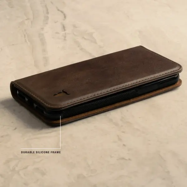 iPhone XR Leder-Wallet-Hülle (mit Standfunktion) - Dunkelbraun – Bild 5