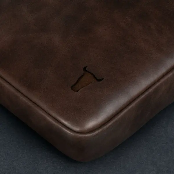 Leder Laptoptasche (mit verstellbaren Riemen) - Dunkelbraun – Bild 4
