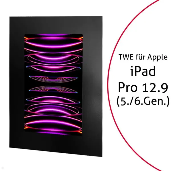 TabLines TWE098B Tablet Wandeinbau f?r Apple iPad Pro 12.9 (5./6. Gen.), schwarz