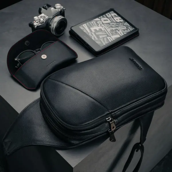 Slingtasche aus Leder - Schwarz – Bild 5