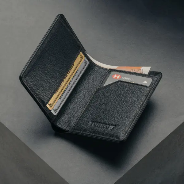 Lederbrieftasche (mit RFID-Schutz) - Schwarz – Bild 3