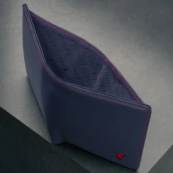 Lederbrieftasche (mit RFID-Schutz) - Marineblau – Bild 4