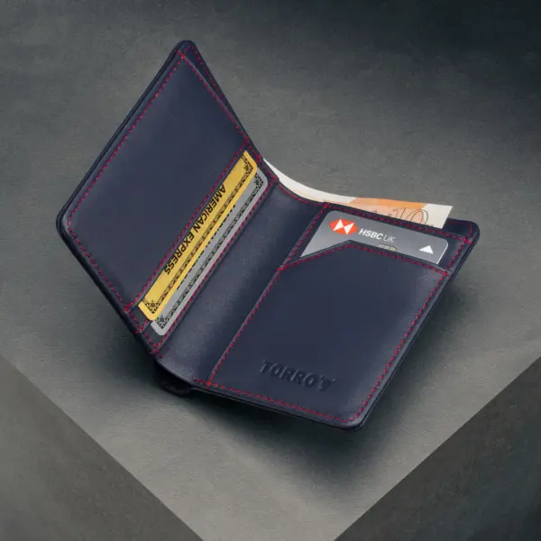 Lederbrieftasche (mit RFID-Schutz) - Marineblau – Bild 3