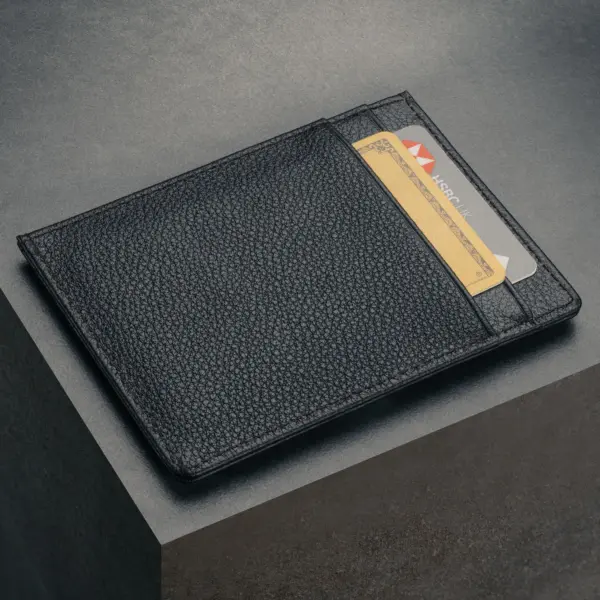 Kreditkarten Halter aus Leder (für Bargeld und Karten) - Schwarz – Bild 3