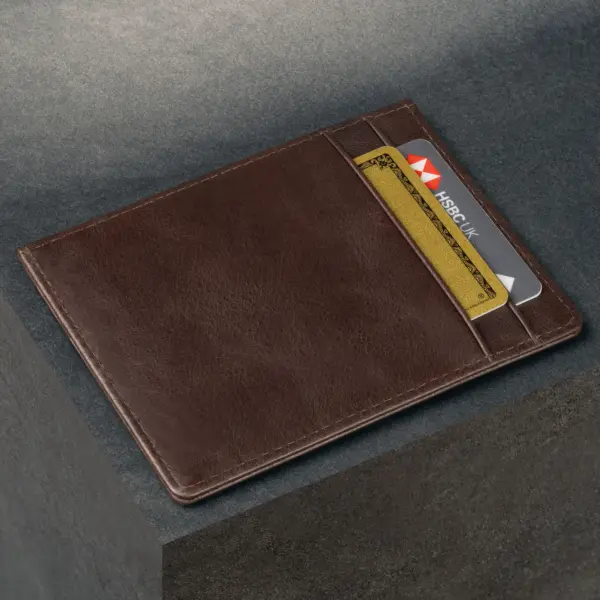 Kreditkarten Halter aus Leder (für Bargeld und Karten) - Dunkelbraun – Bild 3