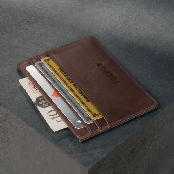 Kreditkarten Halter aus Leder (für Bargeld und Karten) - Dunkelbraun – Bild 2