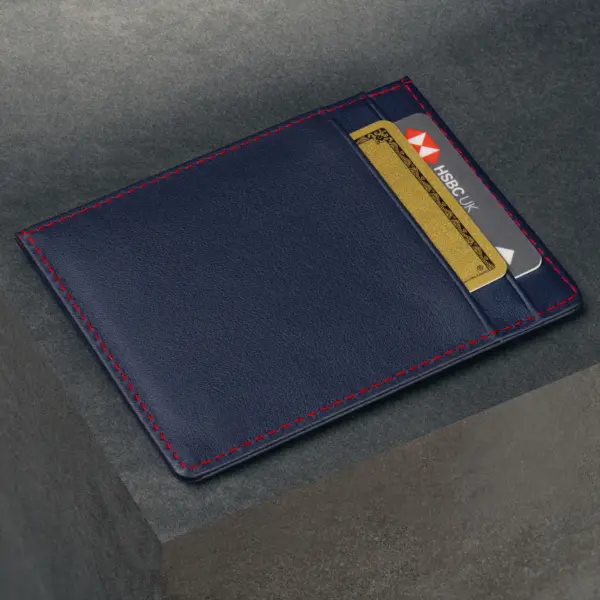 Kreditkarten Halter aus Leder (für Bargeld und Karten) - Marineblau – Bild 3