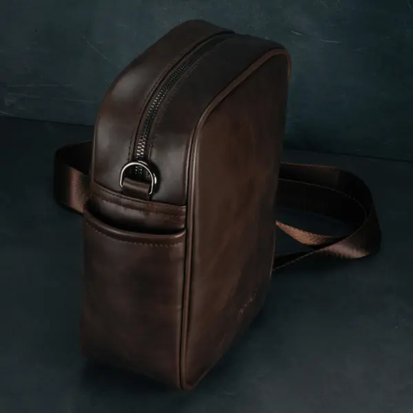 Leder Crossbody Umhängetasche - Dunkelbraun – Bild 3