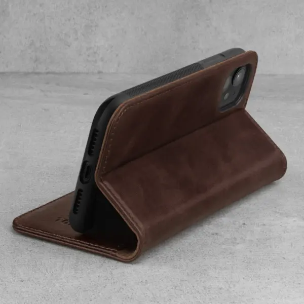 iPhone 11 Lederhülle (mit Standfunktion) - Dunkelbraun – Bild 2