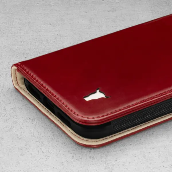 iPhone 11 Lederhülle (mit Standfunktion) - Rot – Bild 5
