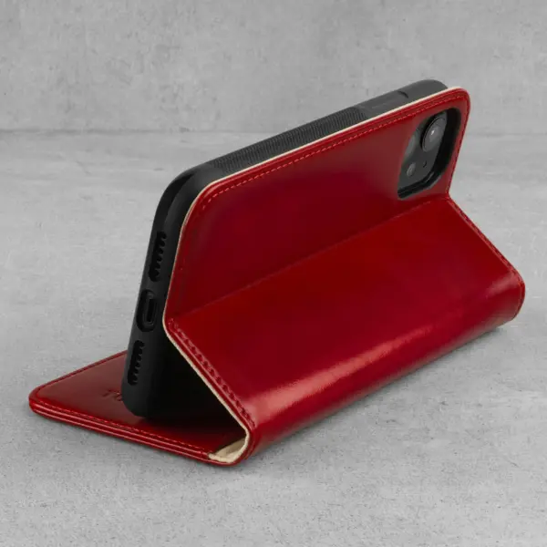 iPhone 11 Lederhülle (mit Standfunktion) - Rot – Bild 2