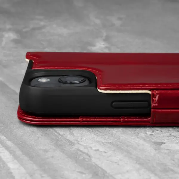 iPhone 13 Lederhülle (mit Standfunktion) - Rot – Bild 4