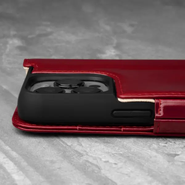 iPhone 13 Pro Max Lederhülle (mit Standfunktion) - Rot – Bild 4