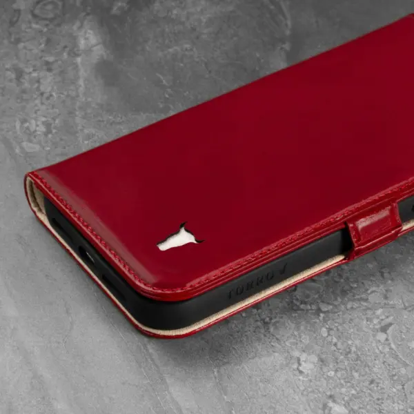 iPhone 13 Pro Max Lederhülle (mit Standfunktion) - Rot – Bild 5