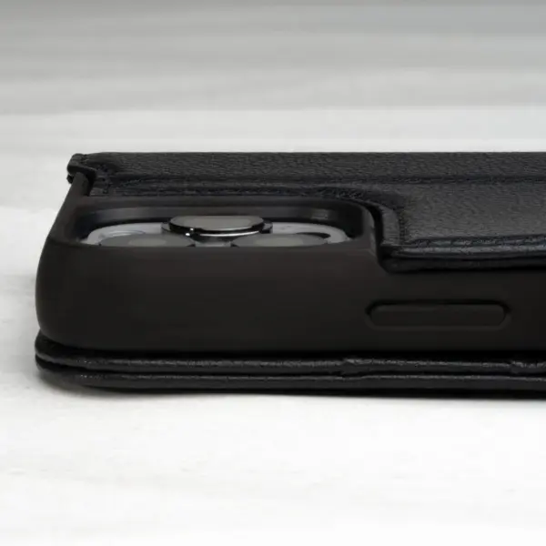 iPhone 14 Pro Max Lederhülle (mit Standfunktion) - Schwarz – Bild 4
