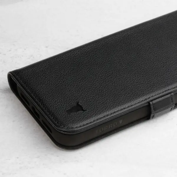 iPhone 14 Pro Max Lederhülle (mit Standfunktion) - Schwarz – Bild 5