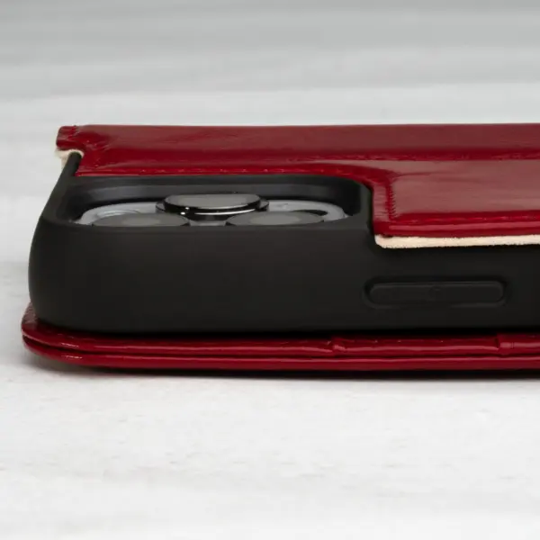 iPhone 14 Pro Max Lederhülle (mit Standfunktion) - Rot – Bild 4