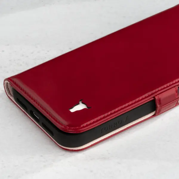 iPhone 14 Pro Max Lederhülle (mit Standfunktion) - Rot – Bild 5