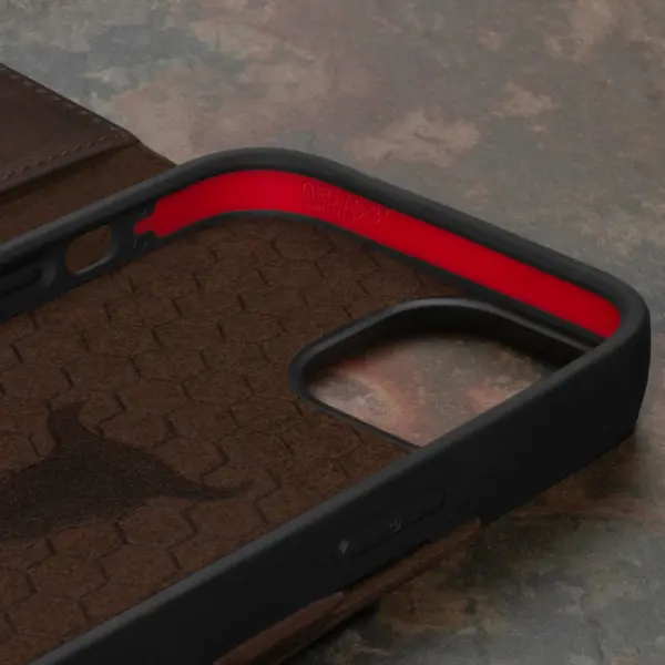 iPhone 15 Plus Lederhülle (mit Standfunktion) - Dunkelbraun – Bild 5
