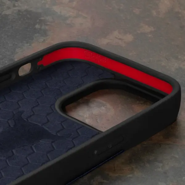 iPhone 15 Pro Leder Bumper Hülle - Marineblau – Bild 3
