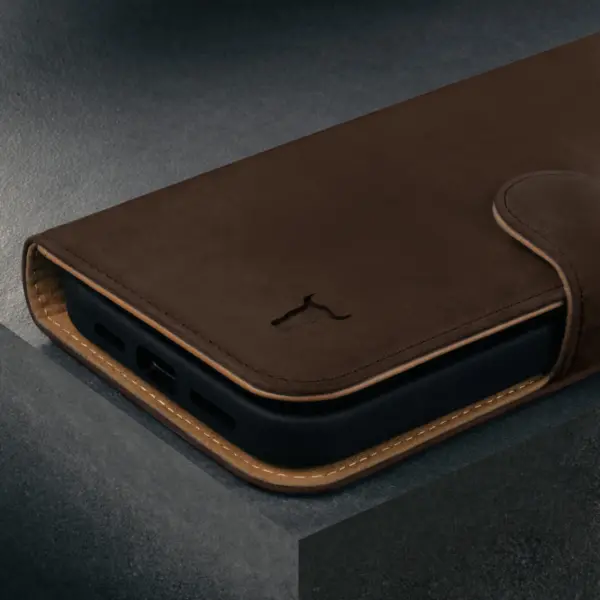 iPhone 15 Pro Nubukleder-Brieftaschenhülle (mit abnehmbarer Abdeckung) - Dark Brown – Bild 5