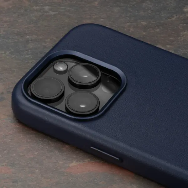 iPhone 15 Pro Leder Bumper Hülle (MagSafe-kompatibel) - Blau – Bild 3