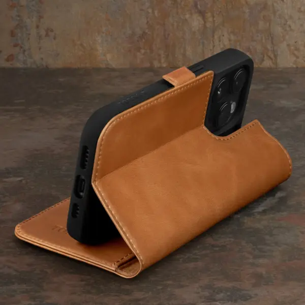 iPhone 15 Pro Lederhülle - Hellbraun – Bild 2