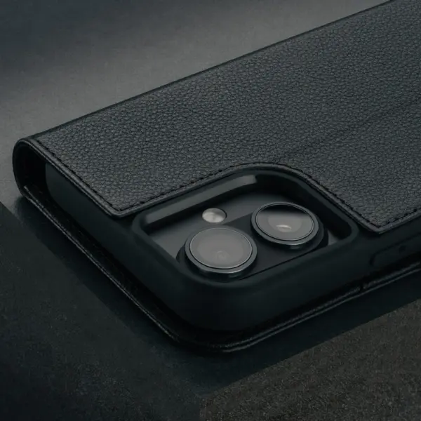 iPhone 16 Plus Lederhülle (mit Standfunktion und MagSafe Laden) - Schwarz – Bild 4