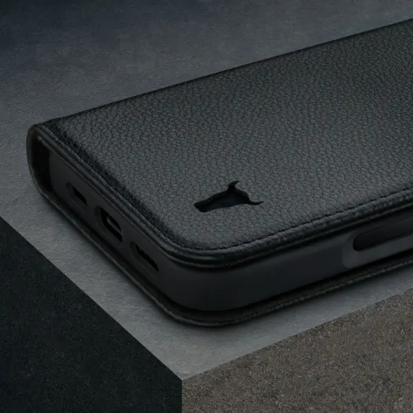 iPhone 16 Plus Lederhülle (mit Standfunktion und MagSafe Laden) - Schwarz – Bild 5