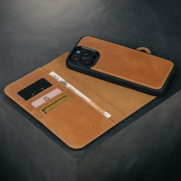 iPhone 16 Pro Max Lederhülle (mit abnehmbarer Hülle und MagSafe-kompatibel) - Nubuck / Dunkelbraun – Bild 3
