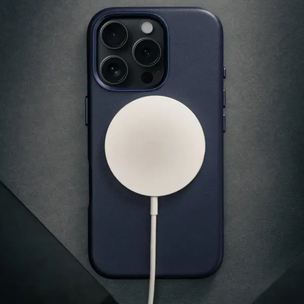 iPhone 16 Pro Max Leder Bumper Hülle - Blau – Bild 2