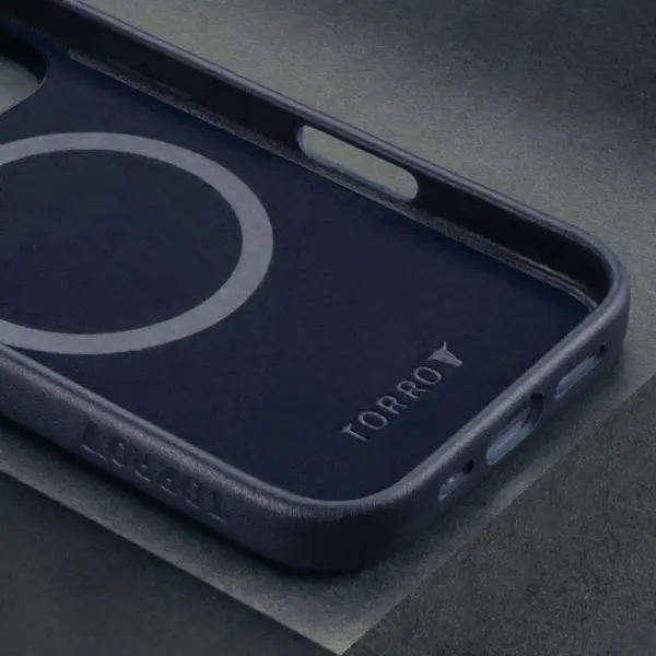 iPhone 16 Pro Max Leder Bumper Hülle - Blau – Bild 4