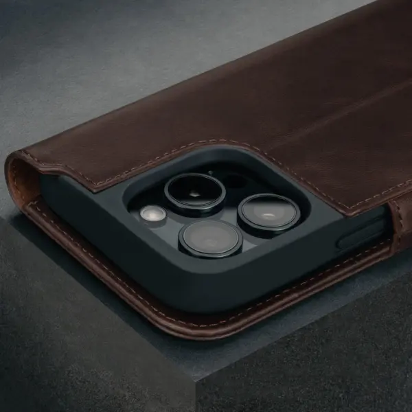 iPhone 16 Pro Max Lederhülle (Standfunktion & MagSafe kompatibel) - Dunkelbraun – Bild 4