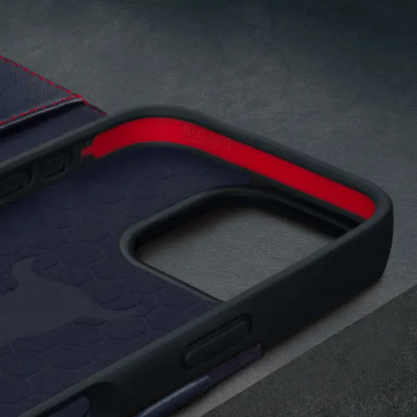 iPhone 16 Pro Max Lederhülle (Standfunktion & MagSafe kompatibel) - Marineblau – Bild 5
