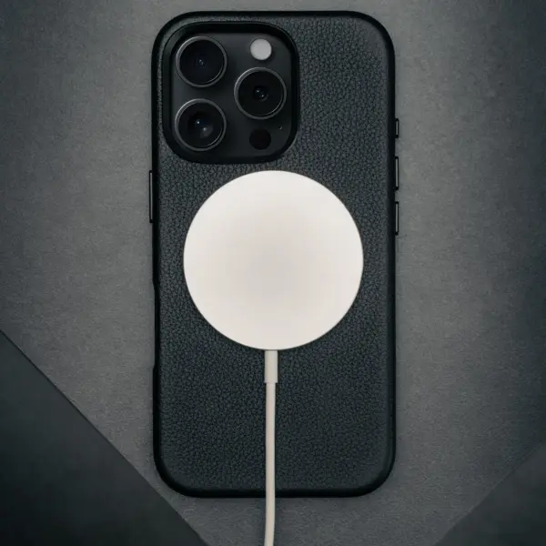 iPhone 16 Pro Leder Bumper Hülle - Schwarz – Bild 2