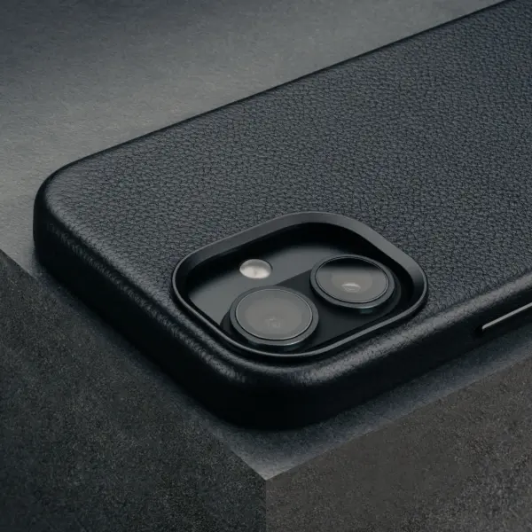 iPhone 16 Schlank Leder Bumper Hülle - Schwarz – Bild 4